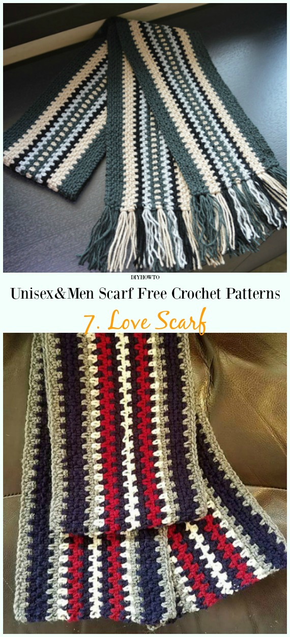 Love Scarf Crochet Free Pattern - Unisex & #Men; #Scarf; Free #Crochet; Patterns