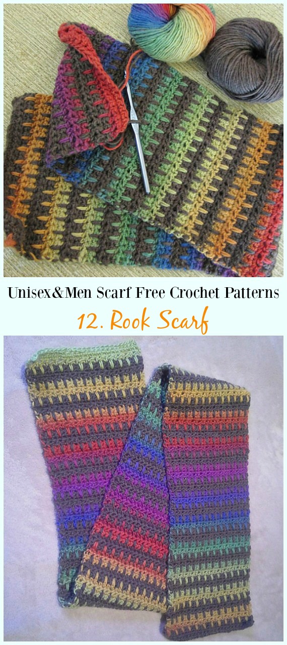 Rook Scarf Crochet Free Pattern - Unisex & #Men; #Scarf; Free #Crochet; Patterns