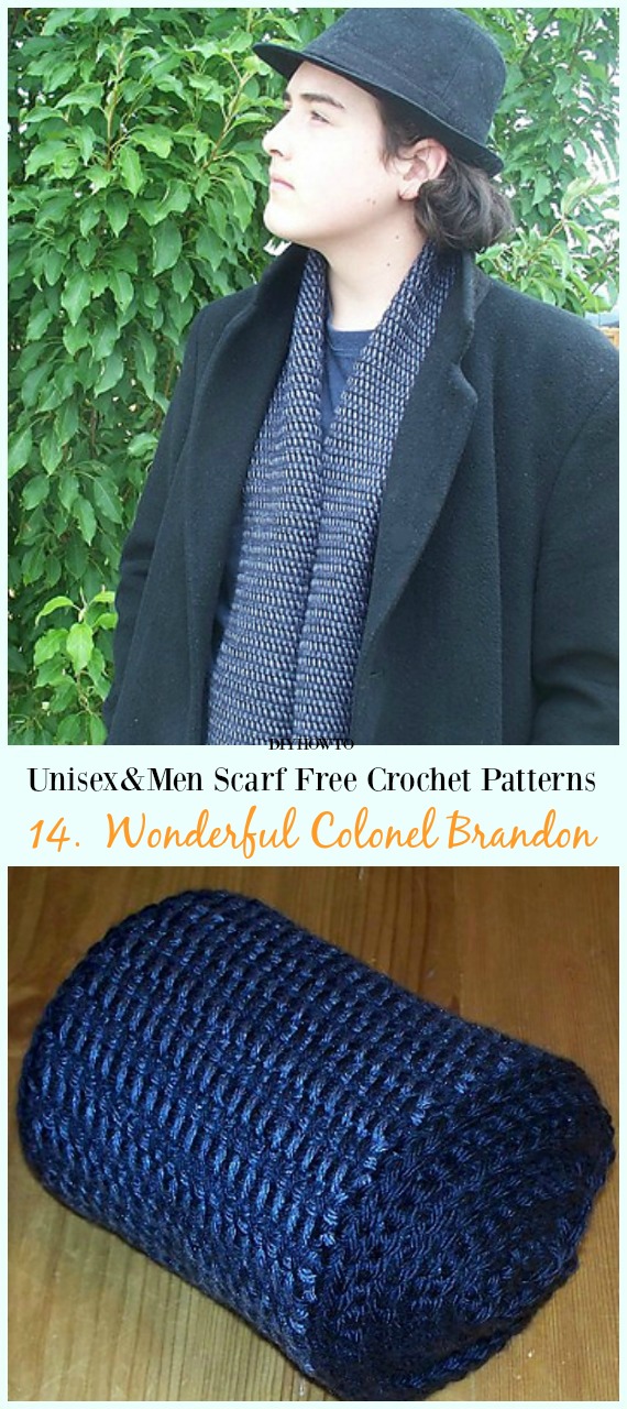 The Wonderful Colonel Brandon Scarf Crochet Free Pattern - Unisex & #Men; #Scarf; Free #Crochet; Patterns