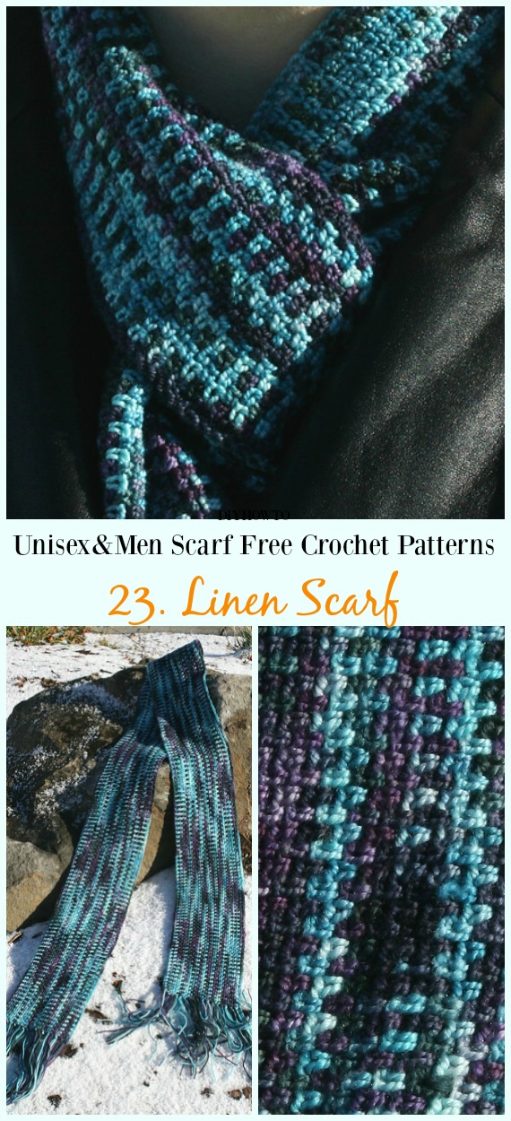 Linen Scarf Crochet Free Pattern - Unisex & #Men; #Scarf; Free #Crochet; Patterns
