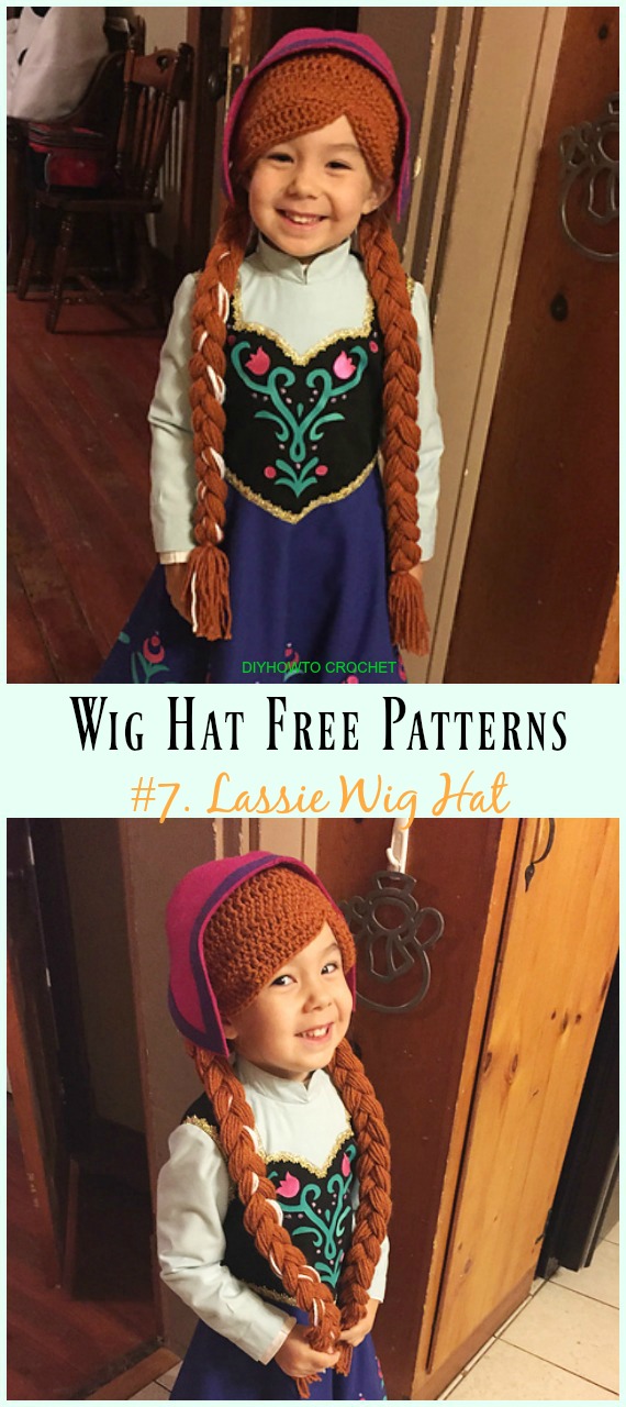Lassie Wig Hat Free Crochet Pattern- #Wig; #Hat; Free #Crochet; Patterns For Halloween