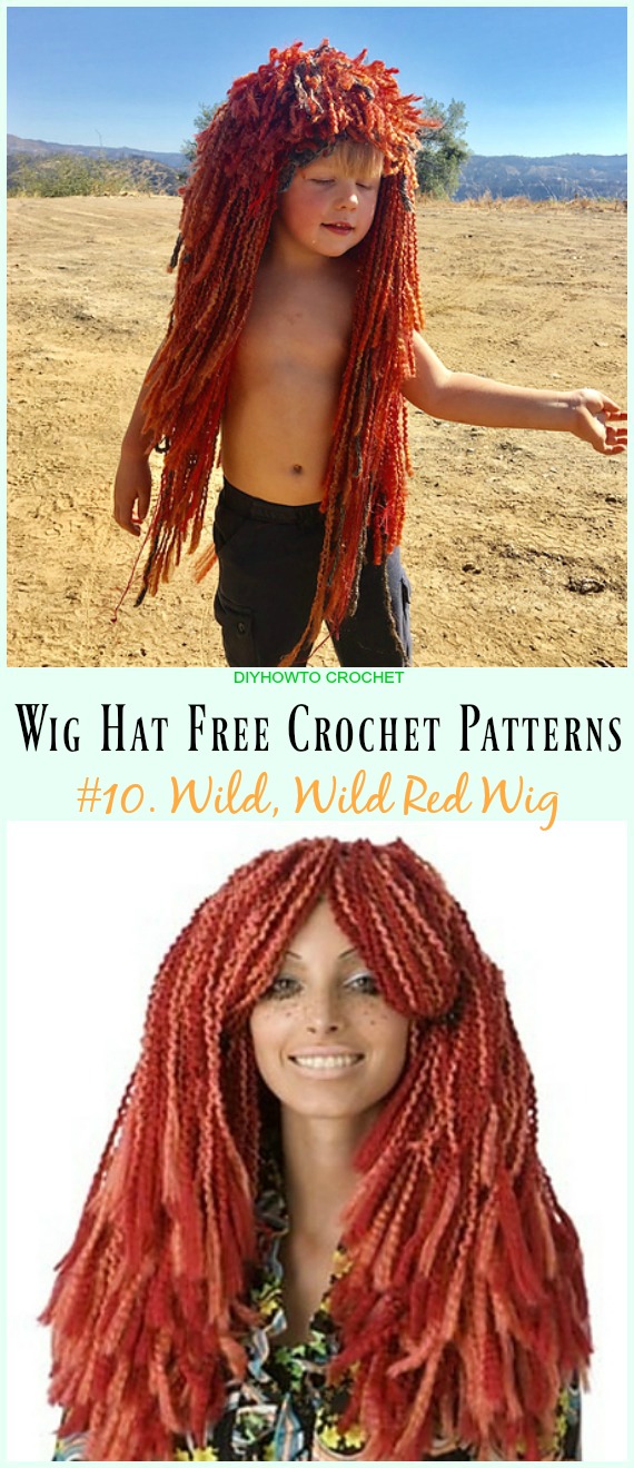 Wild, Wild Red Wig Free Crochet Pattern - #Wig; #Hat; Free #Crochet; Patterns For Halloween