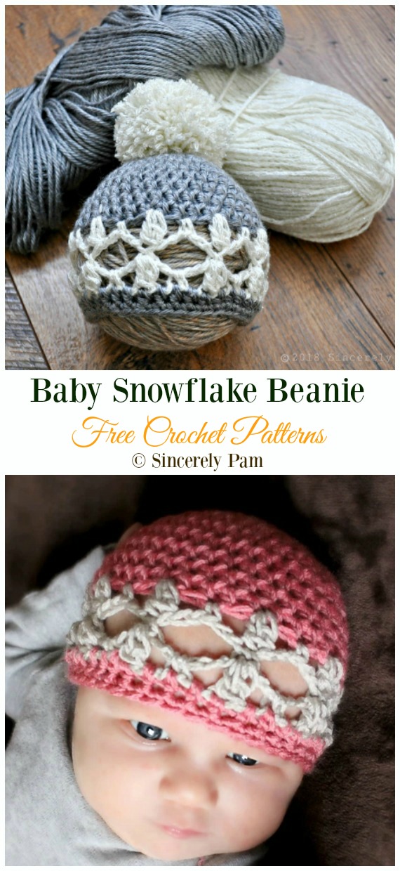 Baby Snowflake Beanie Hat Crochet Free Pattern - Winter #Snowflake; #Hat; Free #Crochet; Patterns