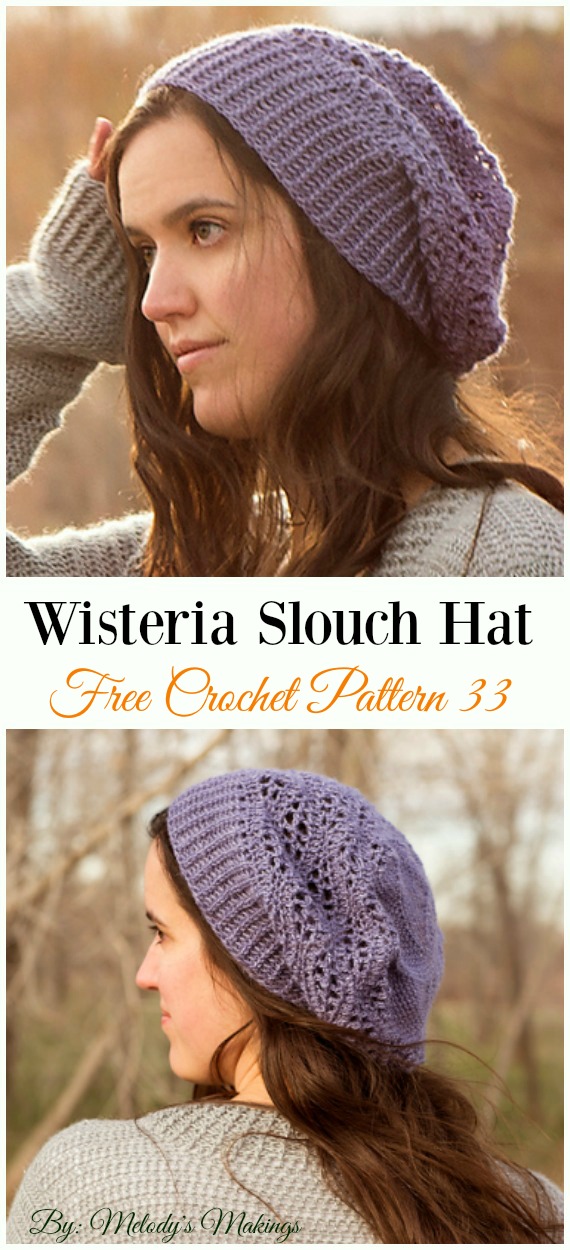 Wisteria Slouch Hat Crochet Free Pattern - Women #Slouchy; Beanie Hat Free #Crochet ;Patterns