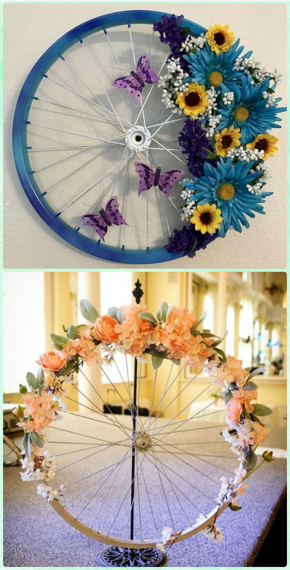 DIY Bicycle Wheel Wreath - DIY Ways to Recycle Bike Rims 