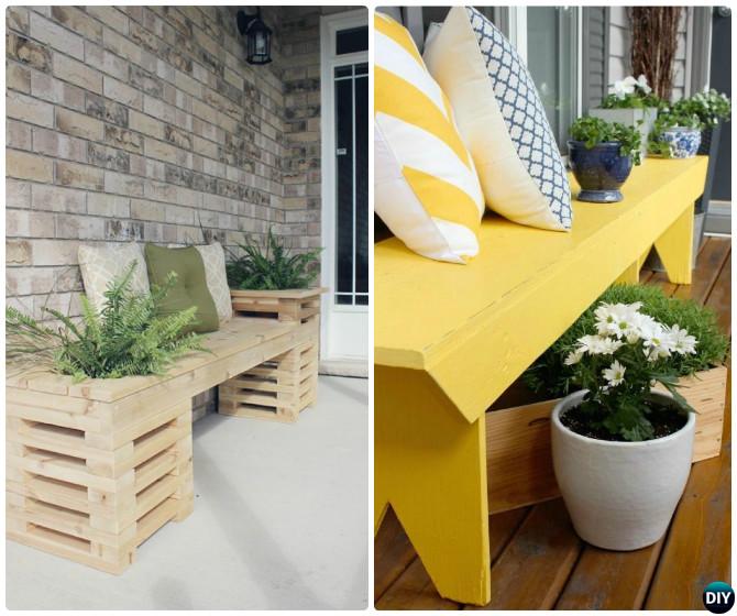 Front Porch Bench Planter-20 DIY Porch Decorating Ideas Projects