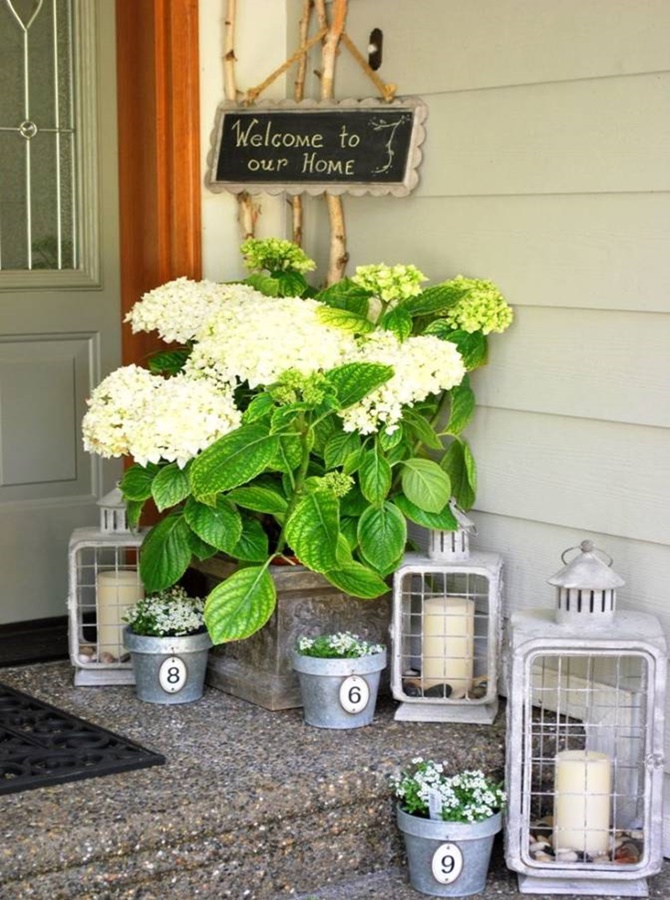 Front Porch Flower Pot Chalkboard Sign-20 DIY Porch Decorating Ideas Projects 