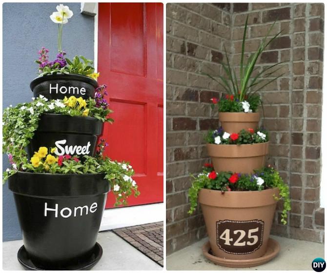 Front Porch Flower Tower Planter-20 DIY Porch Decorating Ideas Projects 
