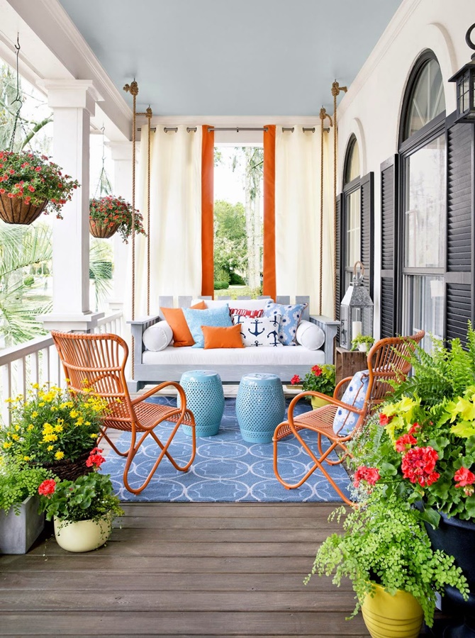 Front Porch Swing Lounge-20 DIY Porch Decorating Ideas Projects 