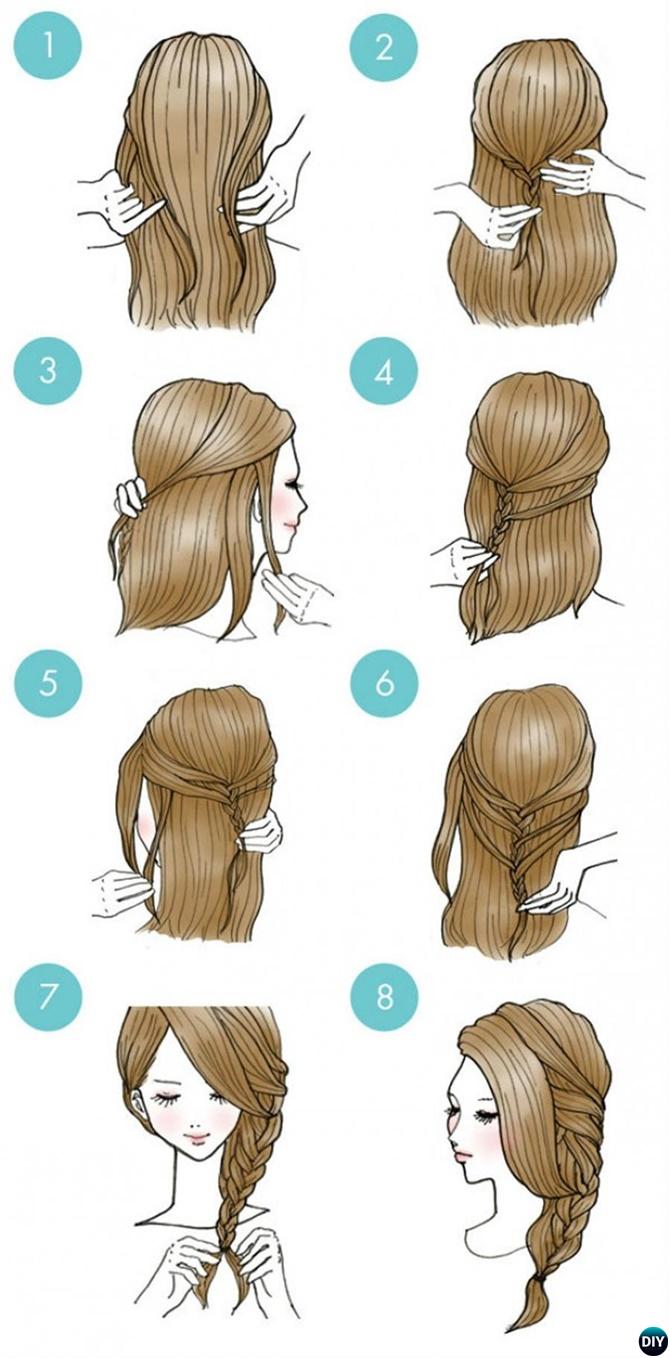 Half Up Side Braid Hairstyle-20 Easy Busy Morning Hairstyles For Short Mid Long-Length Hairs 