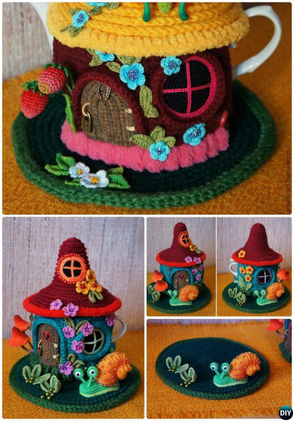 Knit Fairy House Teapot Cozy Cover Pattern Free-Crochet Knit Tea Cozy Free Patterns