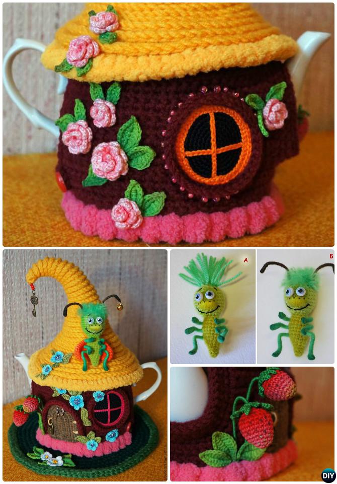 Crochet Fairy House Teapot Cozy Cover Pattern Free-Crochet Knit Tea Cozy Free Patterns