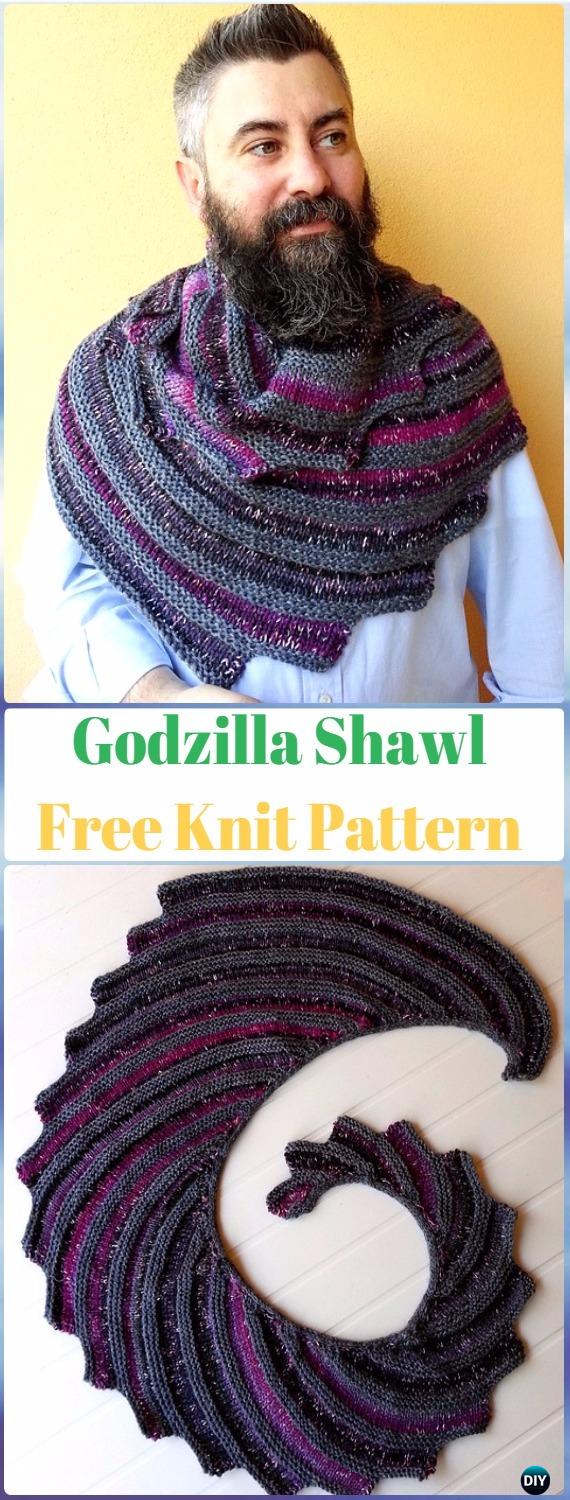Knit Godzilla Shawl Free Pattern - Knit Scarf & Wrap Shawl Patterns