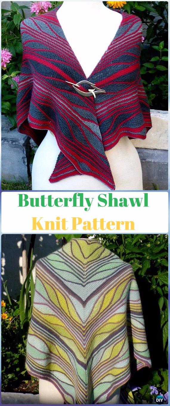 Knit Butterfly Shawl Pattern - Knit Scarf & Wrap Shawl Patterns
