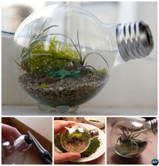 Tiny Light Bulb Terrarium-DIY Mini Fairy Terrarium Garden Ideas