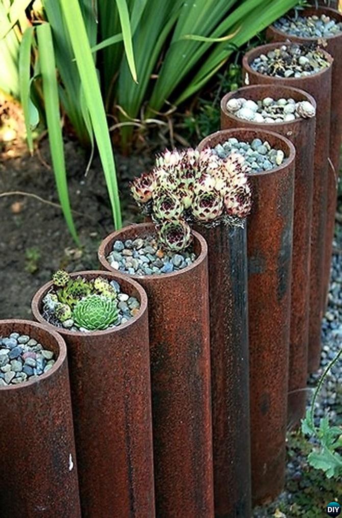 Pipe Tube Border Garden Edging - 20 Creative Garden Bed Edging Ideas Projects Instructions 