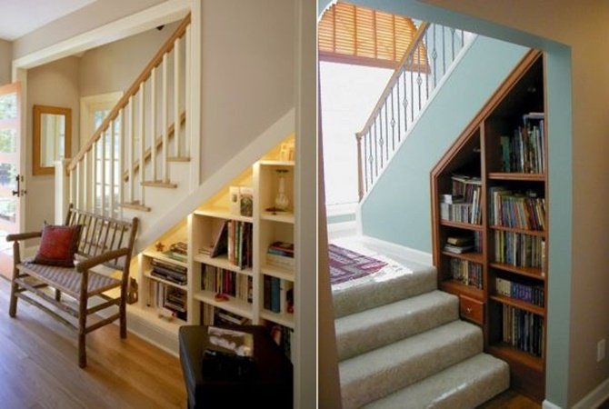 Under the Stairs Bookshelf -20 Build-In Ideas to Use Space Under Stairs 