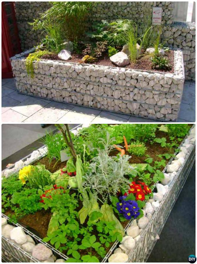 White Gabion Raised Garden Bed Border Edging - 20 Creative Garden Bed Edging Ideas Projects Instructions