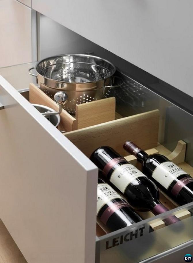 DIY Wine Rack Kitchen Drawer-16 Brilliant Kitchen Storage Solutions You Can Make Yourself 