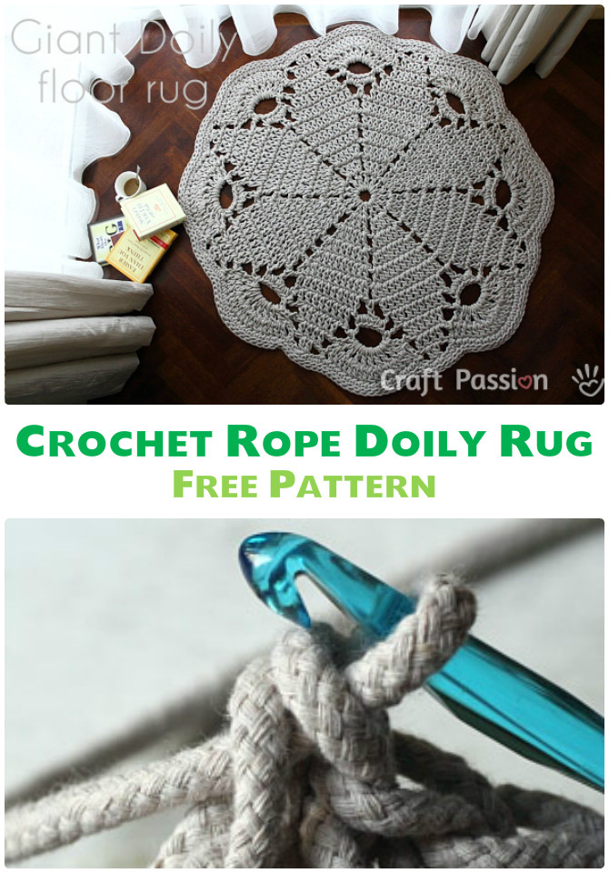 Rope Doily Rug Crochet Free Pattern - #Crochet Area #Rug Ideas Free Patterns     