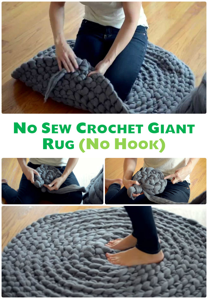 Hand Crochet Giant Rug-No Sew Crochet Free Pattern - #Crochet Area #Rug Ideas Free Patterns   