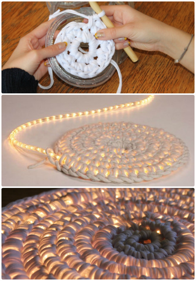 Night Lit Rope Light Rug Crochet Free Pattern - #Crochet Area #Rug Ideas Free Patterns 