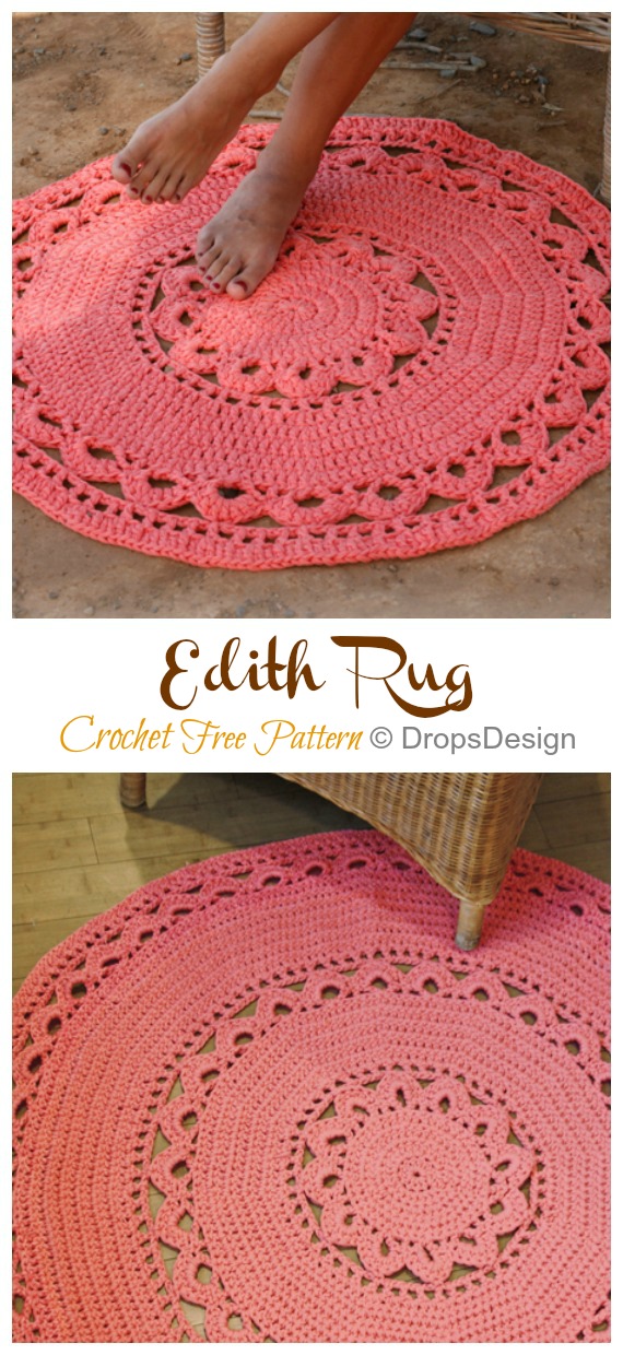 Edith Rug Crochet Free Pattern - #Crochet Area #Rug Ideas Free Patterns  