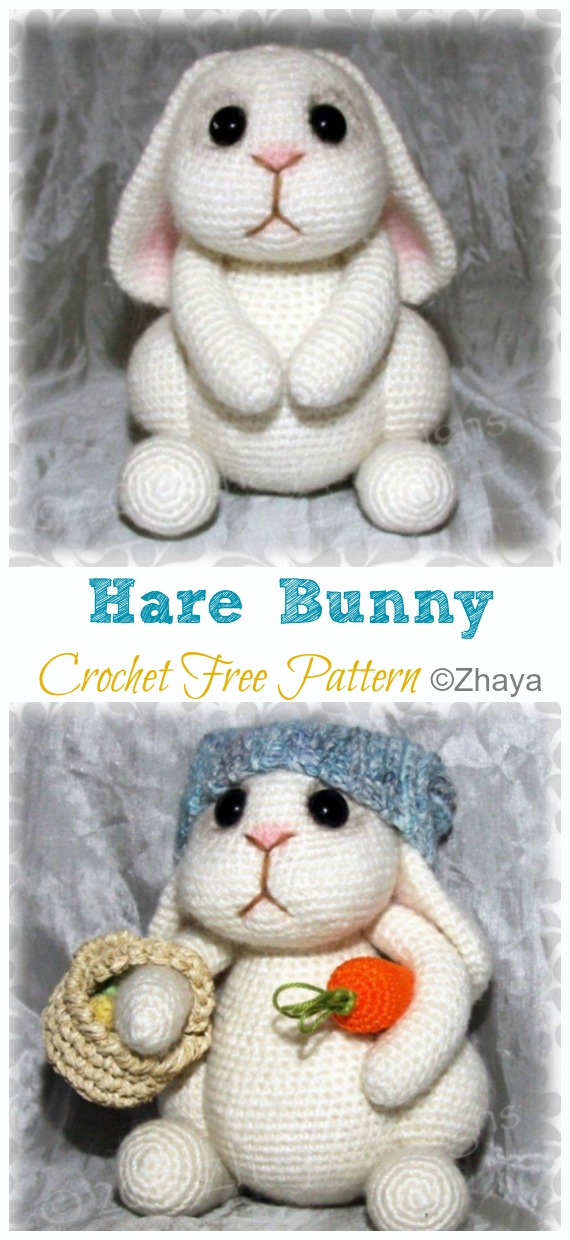 Amigurumi Hare Bunny Crochet Free Pattern - #Crochet; Amigurumi #Bunny; Toy Softies Free Patterns 