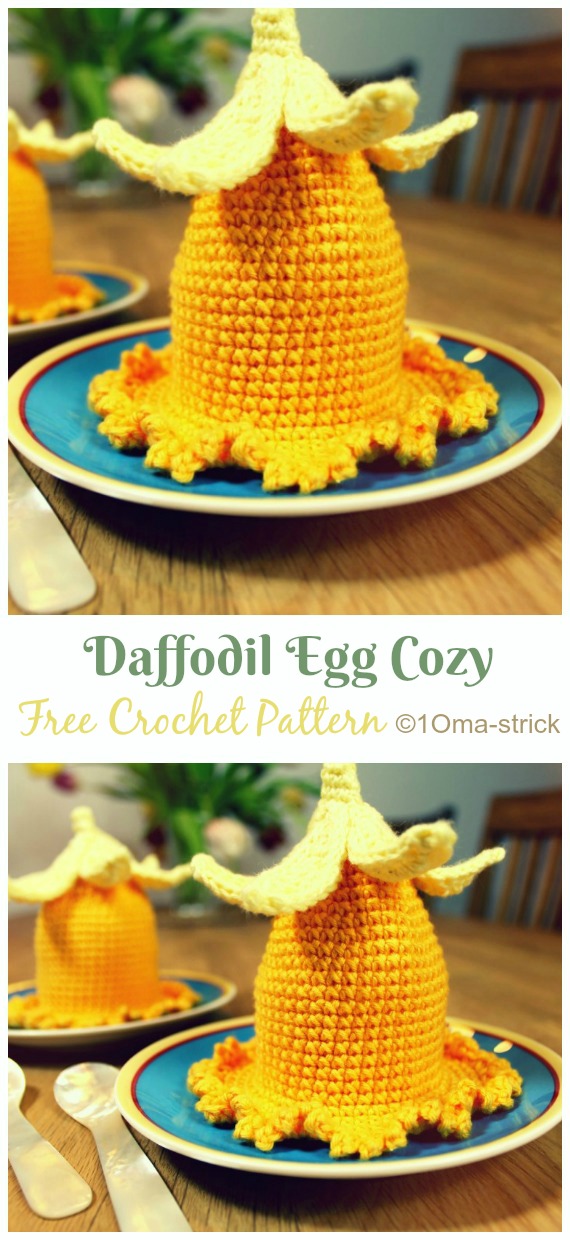 Daffodil Egg Cozy Crochet Free Pattern - #Crochet; #Easter; Egg Cozy Cover & Holder Free Patterns