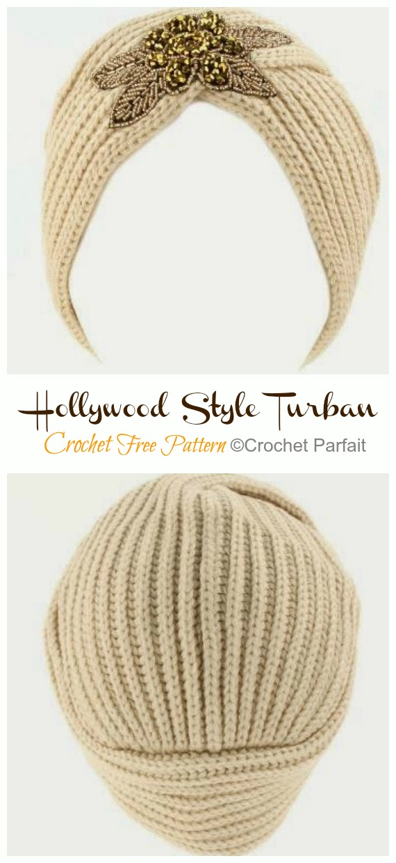 Hollywood Style Turban Hat Crochet Free Patterns - #Crochet; #Turban; Hat Free Patterns