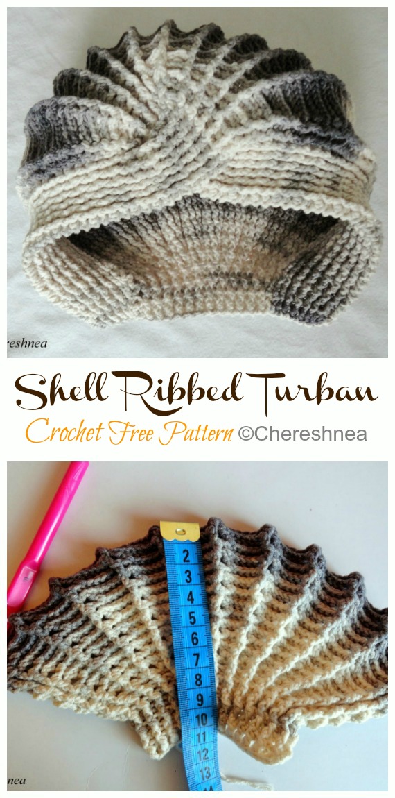 Shell Ribbed Turban Hat Crochet Free Patterns - #Crochet; #Turban; Hat Free Patterns  