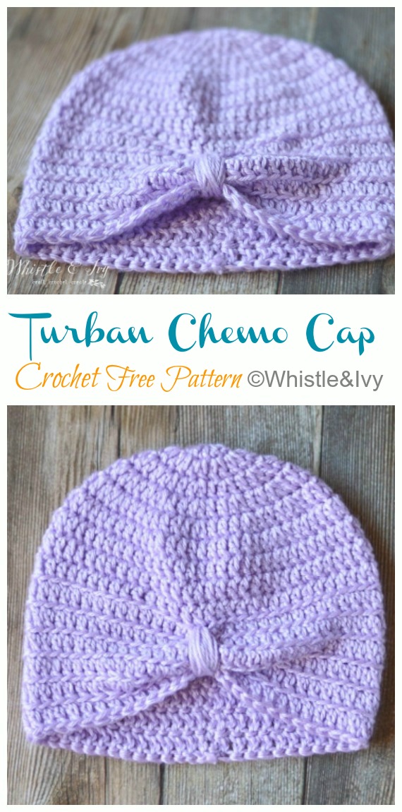 Turban Chemo Cap Crochet Free Patterns - #Crochet; #Turban; Hat Free Patterns  