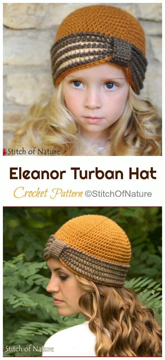 Eleanor Turban Hat Crochet Pattern- #Crochet; #Turban; Hat Patterns   