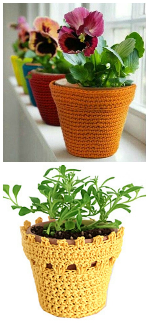 Multi-purpose Flowerpot Vase Cover Crochet Free Pattern - #Crochet; #Planter; Plant Pot Cozy Free Patterns
