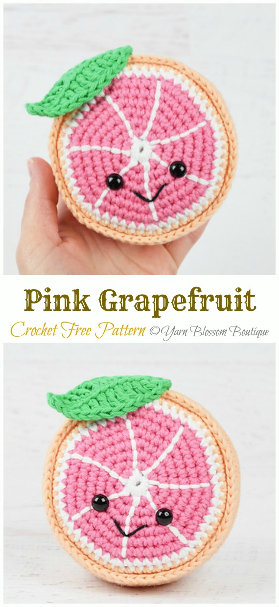 Amigurumi Pink Grapefruit Crochet Free Pattern - Amigurumi #Fruits; Free #Crochet; Patterns