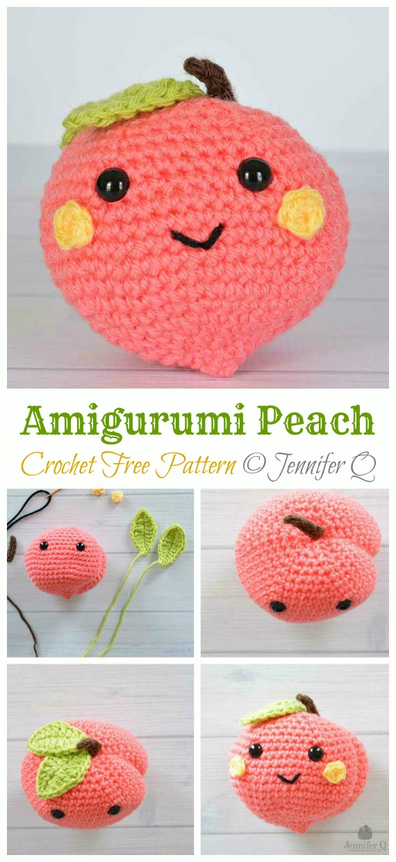 Amigurumi Peach Crochet Free Pattern - Amigurumi #Fruits; Free #Crochet; Patterns