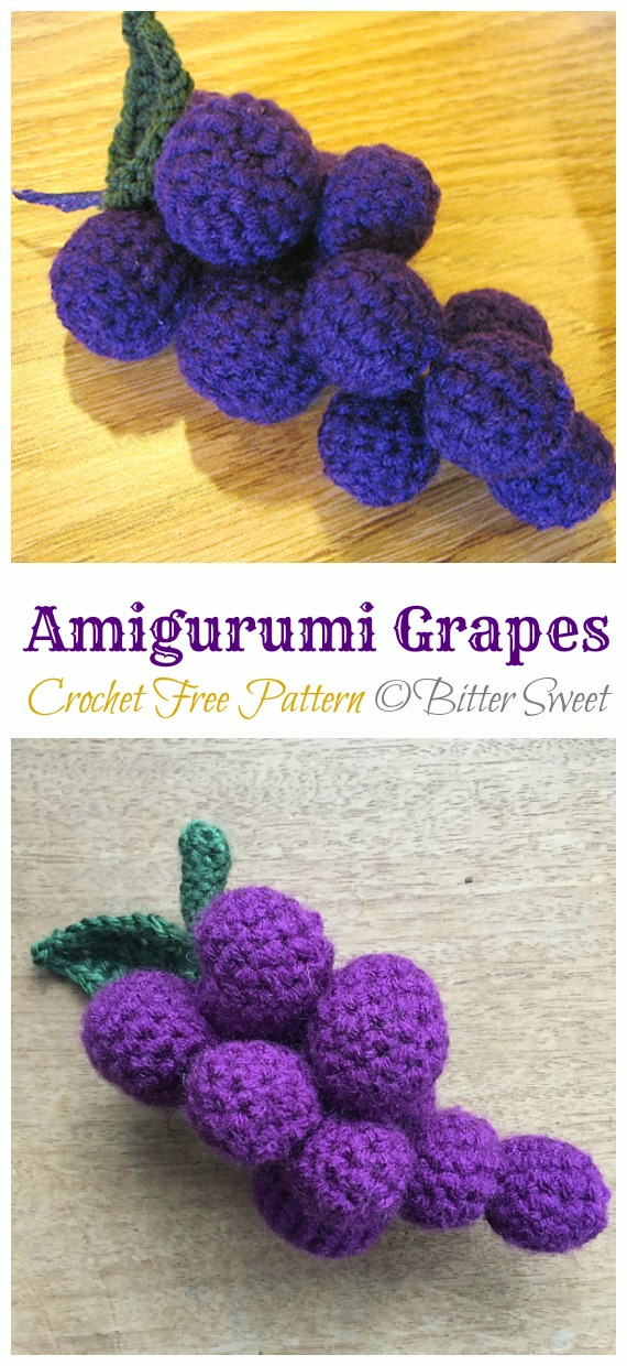 Amigurumi Grapes Crochet Free Pattern - Amigurumi #Fruits; Free #Crochet; Patterns