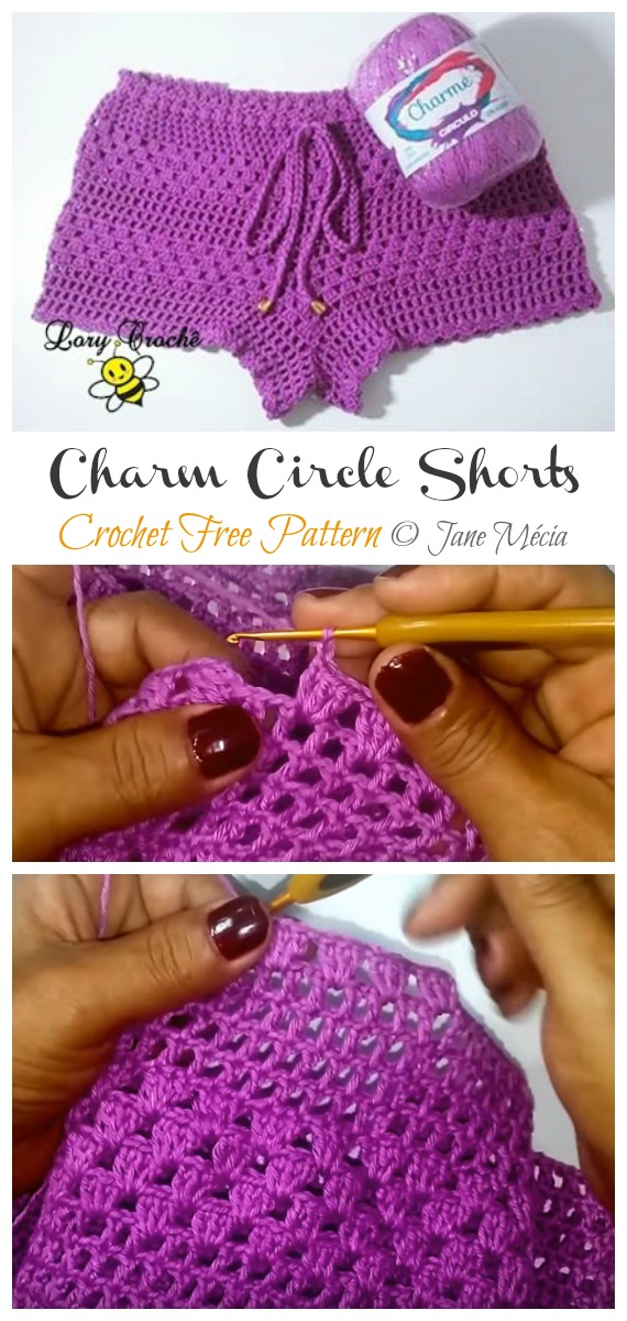 Charm Circle Shorts Crochet Free Pattern - Summer #Shorts; & Pants Free Crochet Patterns