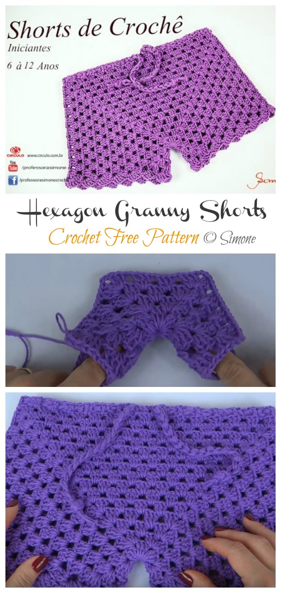 Hexagon Granny Shorts Crochet Free Pattern - Summer #Shorts; & Pants Free Crochet Patterns
