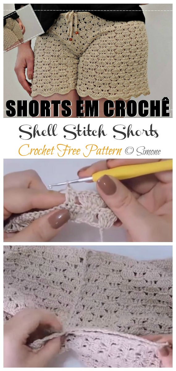 Shell Stitch Shorts Crochet Free Pattern - Summer #Shorts; & Pants Free Crochet Patterns