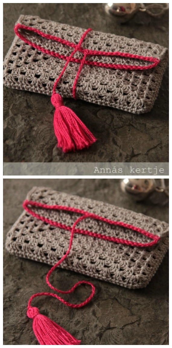Granny Square Clutch Crochet Free Pattern - #Clutch; Bag & Purse Free #Crochet; Patterns