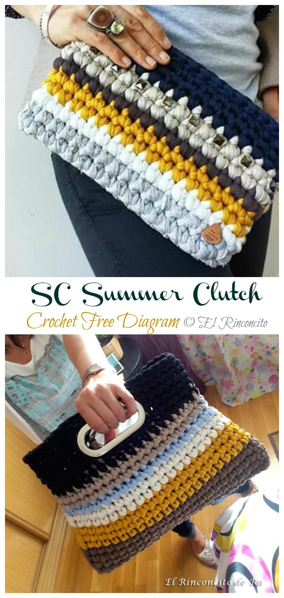 SC Summer Clutch Crochet Free Pattern - #Clutch; Bag & Purse Free #Crochet; Patterns