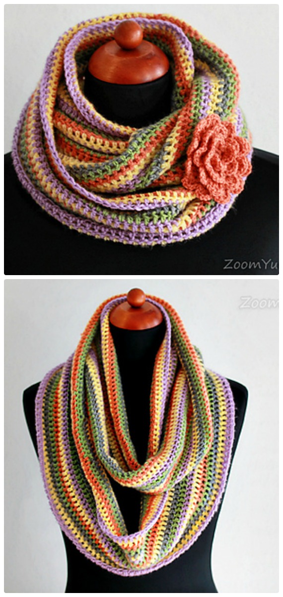 Crochet Infinity Scarf Cowl Neck Warmer Free Patterns