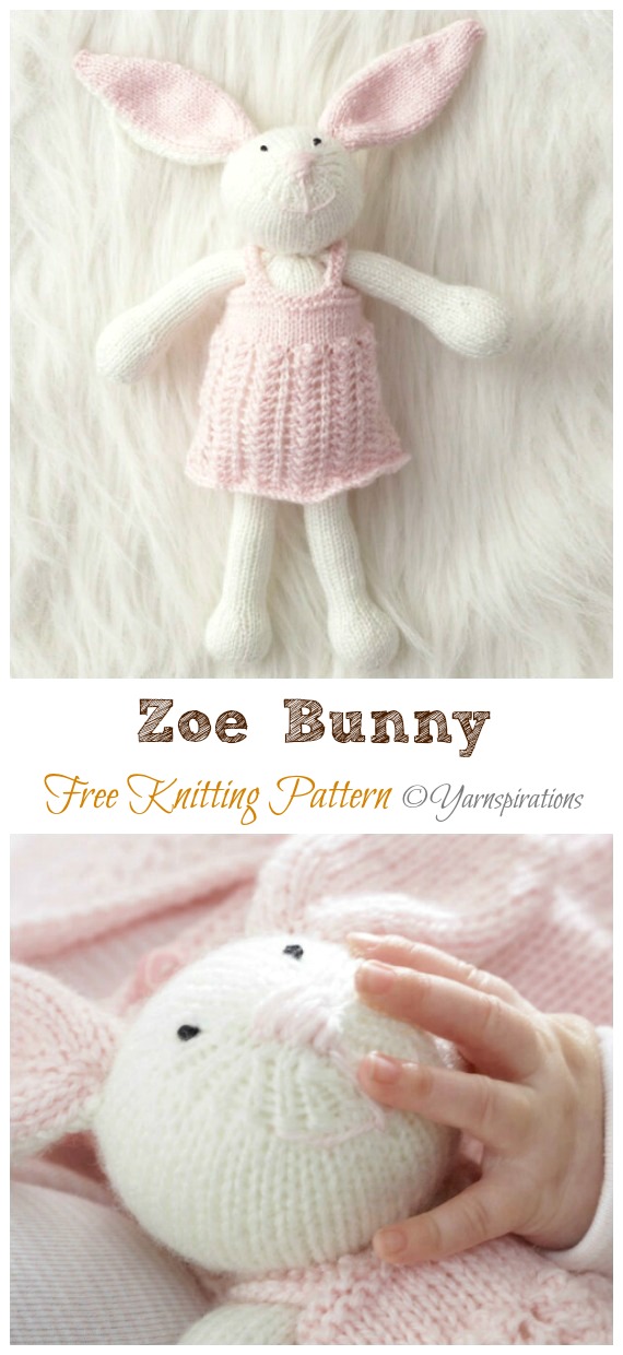 Amigurumi Zoe Bunny Knitting Free Pattern - Amigurumi Easter #Bunny; Toy Softies Free #Knitting; Patterns