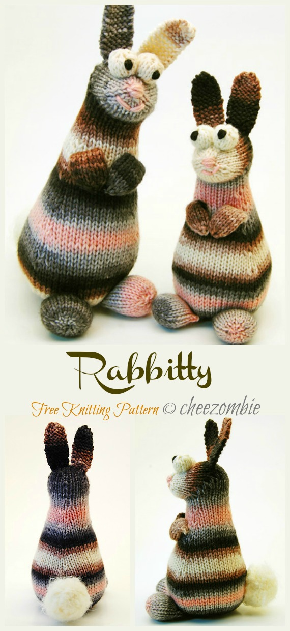 Amigurumi Rabbitty Knitting Free Pattern - Amigurumi Easter #Bunny; Toy Softies Free #Knitting; Patterns