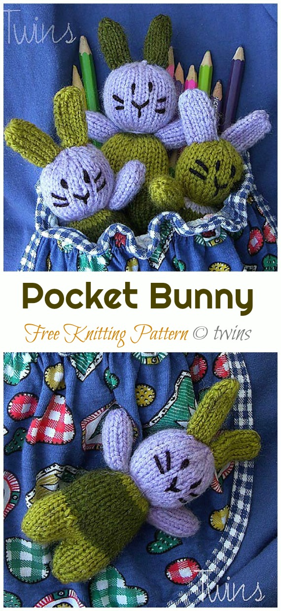 Amigurumi Pocket Bunny Knitting Free Pattern - Amigurumi Easter #Bunny; Toy Softies Free #Knitting; Patterns