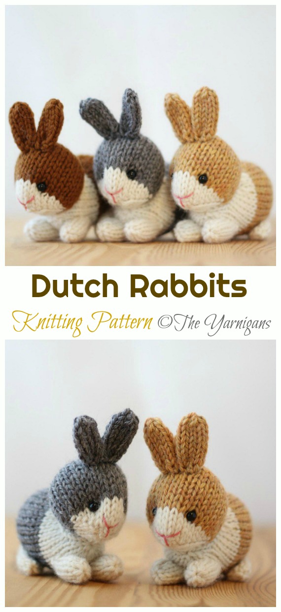 Amigurumi Dutch Rabbits Knitting Pattern - Amigurumi Easter #Bunny; Toy Softies  #Knitting; Patterns
