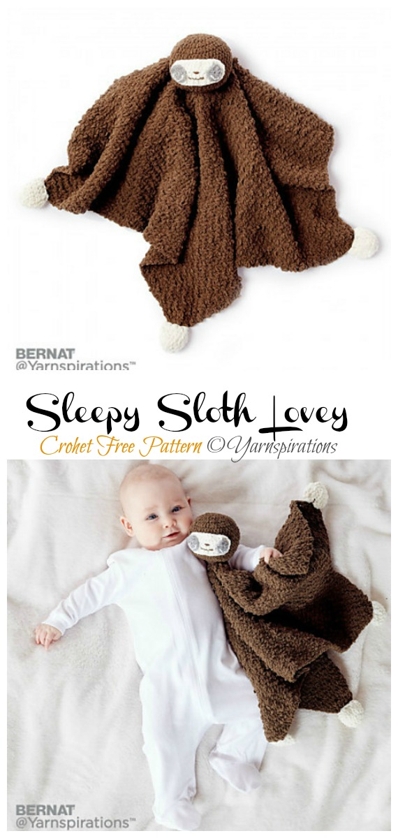 Amigurumi Sleepy Sloth Lovey Crochet Free Pattern -Crochet #Sloth; #Amigurumi; Toy Softies Free Patterns