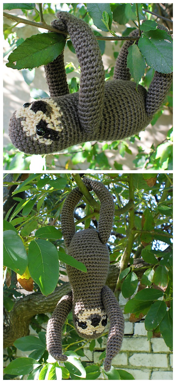 Amigurumi Three-Toed Sloth Crochet Pattern - Crochet #Sloth; #Amigurumi; Toy Softies Patterns