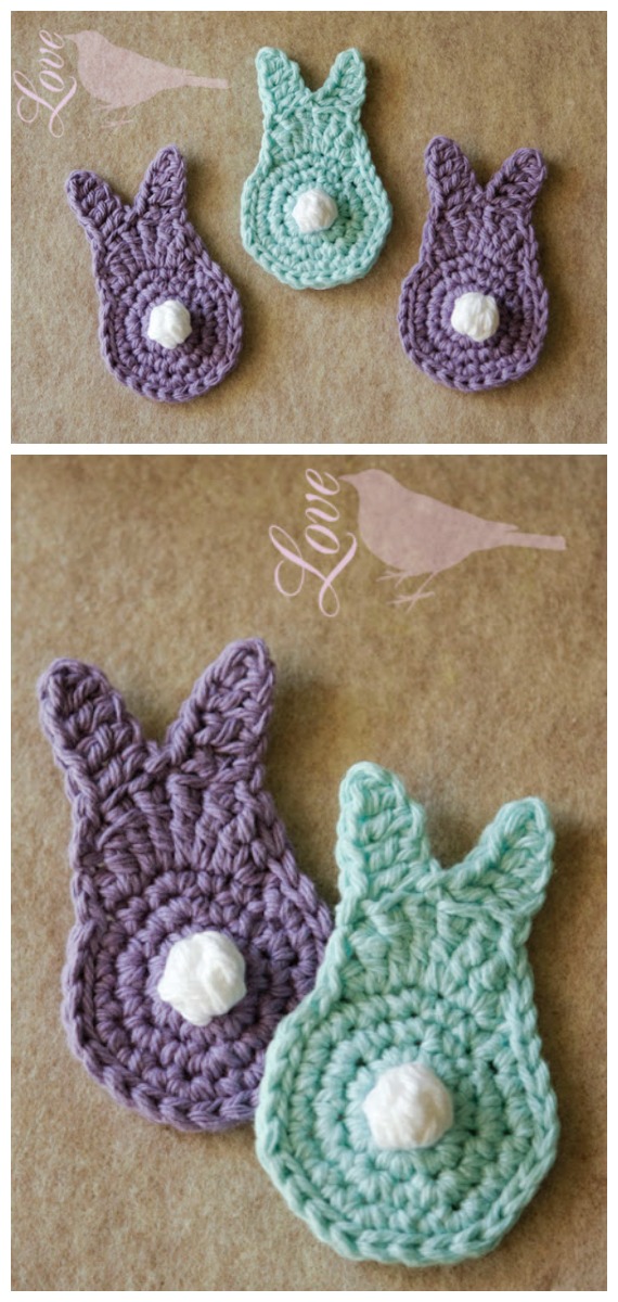  Spring Bunny Applique Crochet Free Pattern - #Crochet; Bunny #Applique; Free Patterns